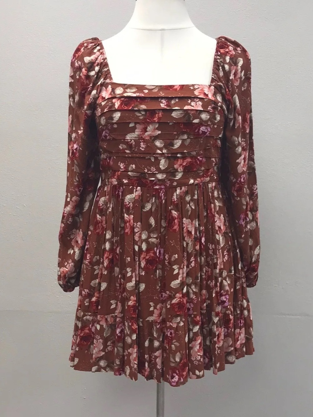 Arula Floral Long Sleeve Mini Dress - Size 14/16